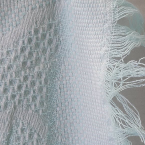 Vintage Baby Kisses Acrylic Made in Japan Baby Blanket Fringe Sheep Lamb Check - Picture 16 of 16